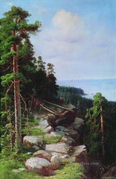 landscape Painting - over the embankment 1887 classical landscape Ivan Ivanovich